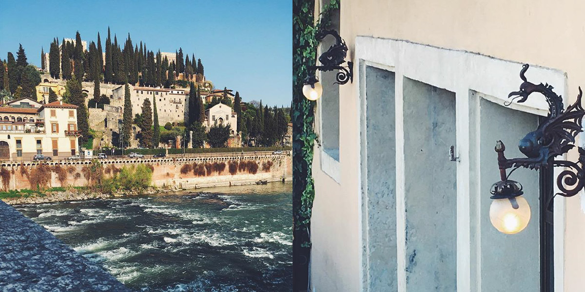 Eine Fotocollage zeigt zwei Bilder aus Verona, Italien